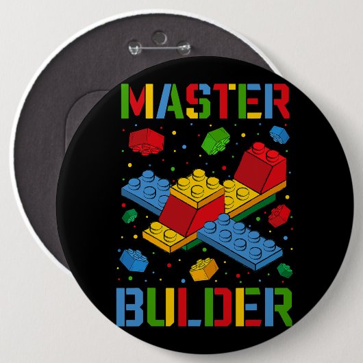 Badge Rond 15,2 Cm Bâtiment Master Builder pour enfants Blocs Constru (Devant & derrière)