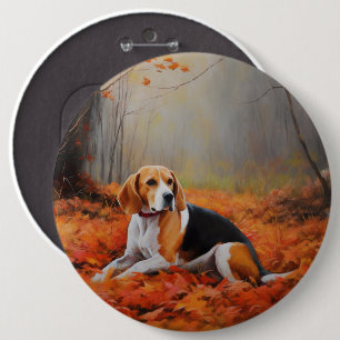 Badge Rond 15,2 Cm Beagle en automne Leaves automne Inspire