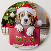 Badge Rond 15,2 Cm Beagle Puppy Christmas Design, (Devant)