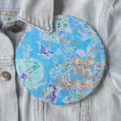 Badge Rond 15,2 Cm Beau bleu pastel floral (En situation)