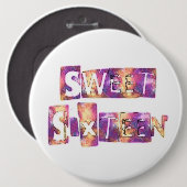 Badge Rond 15,2 Cm Beau Sweet sixteen (Devant & derrière)