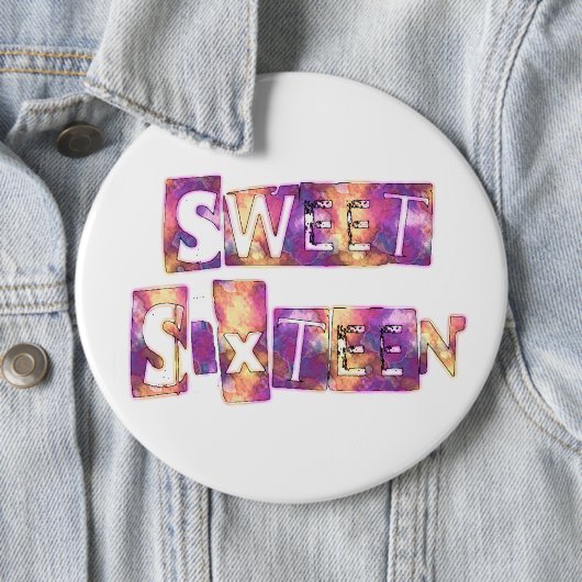 Badge Rond 15,2 Cm Beau Sweet sixteen (En situation)