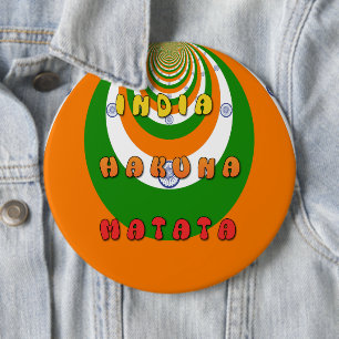 Badge Rond 15,2 Cm Beaux drapeaux nationaux de l'Inde Couleurs Hakuna