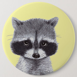 Badge Rond 15,2 Cm Bébé Raccoon sur un bouton