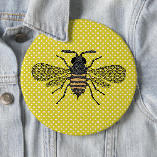 Badge Rond 15,2 Cm BEES et Honeycomb - Sauvez les abeilles