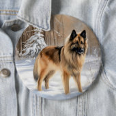 Badge Rond 15,2 Cm Belge Tervuren Laissons neiger Noël (En situation)