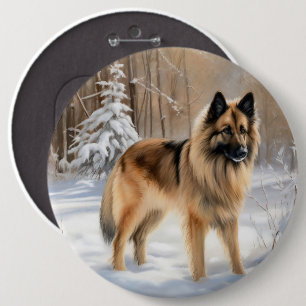 Badge Rond 15,2 Cm Belgian Tervuren Qu'il neige Noël
