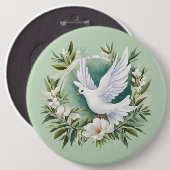 Badge Rond 15,2 Cm Belle colombe blanche (Devant & derrière)