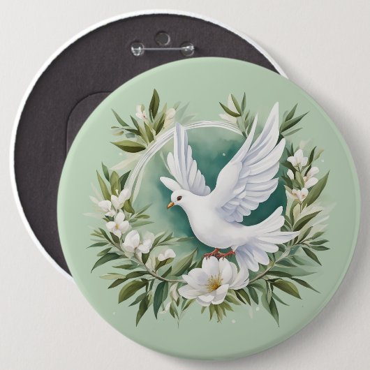 Badge Rond 15,2 Cm Belle colombe blanche (Devant & derrière)