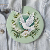 Badge Rond 15,2 Cm Belle colombe blanche (En situation)