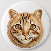 Badge Rond 15,2 Cm Bengale Chat 3D inspiré (Devant)