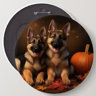 Badge Rond 15,2 Cm Berger Allemand Chiot Citrouille d'automne