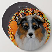 BADGE ROND 15,2 CM BERGER AUSTRALIEN (Devant & derrière)