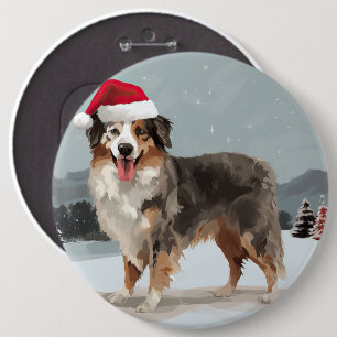 Badge Rond 15,2 Cm Berger Australien dans la neige de Noël
