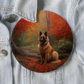 Badge Rond 15,2 Cm Berger belge en automne Leaves automne Inspire (En situation)