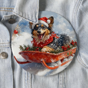 Badge Rond 15,2 Cm Berger belge en traîneau Laissez tomber la neige N