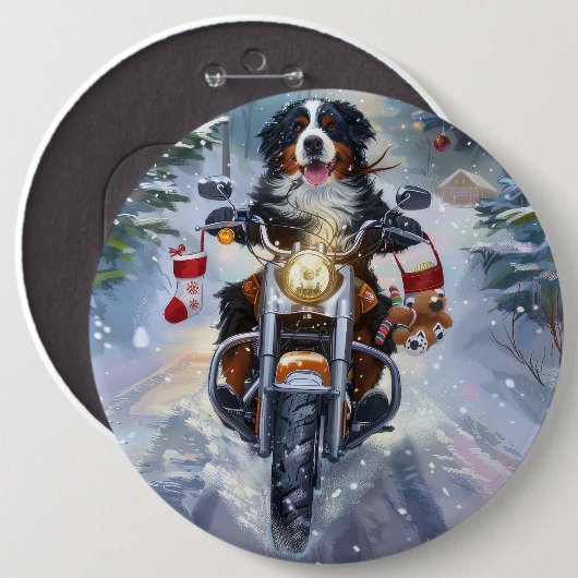 Badge Rond 15,2 Cm Bernese Mountain Dog équitation Moto Noël (Devant & derrière)