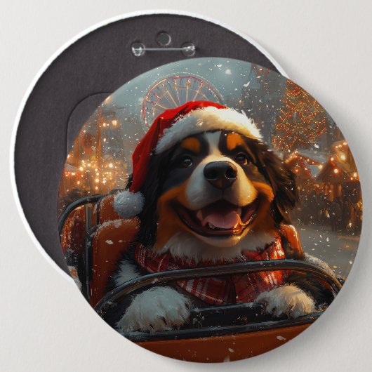 Badge Rond 15,2 Cm Bernois Mountain Dog Roller Dessous de verre Noël (Devant & derrière)