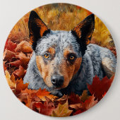 Badge Rond 15,2 Cm Bétail australien en automne Feuilles automne Insp (Devant)