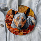 Badge Rond 15,2 Cm Bétail australien en automne Feuilles automne Insp (En situation)