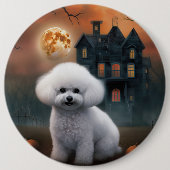 Badge Rond 15,2 Cm Bichon Frise Halloween effroi (Devant)