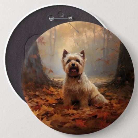 Badge Rond 15,2 Cm Biewer Terrier à l'automne Leaves automne Inspire (Devant & derrière)