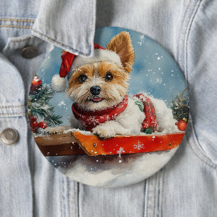 Badge Rond 15,2 Cm Biewer Terrier Chien dans la boue Laisser il neige