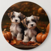 Badge Rond 15,2 Cm Biewer Terrier Chiot Automne Citrouille délice (Devant)