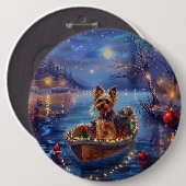 Badge Rond 15,2 Cm Biewer Terrier Noël Festive Voyage (Devant & derrière)