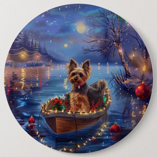 Badge Rond 15,2 Cm Biewer Terrier Noël Festive Voyage (Devant)