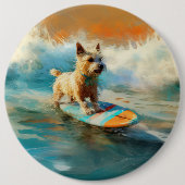 Badge Rond 15,2 Cm Biewer Terrier Plage Surf Peinture (Devant)
