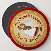 Badge Rond 15,2 Cm Big Button Christmas Angel (Devant & derrière)
