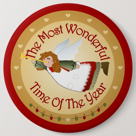 Badge Rond 15,2 Cm Big Button Christmas Angel (Devant)