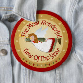 Badge Rond 15,2 Cm Big Button Christmas Angel (En situation)