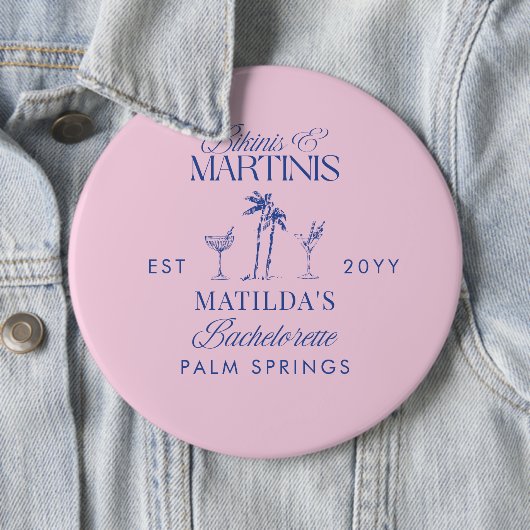 Badge Rond 15,2 Cm Bikinis and martinis Elegant vintage bachelorette (En situation)