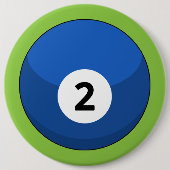 Badge Rond 15,2 Cm Billard bleu numéro deux (Devant)