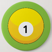 Badge Rond 15,2 Cm Billard jaune numéro un (Devant)