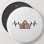 Badge Rond 15,2 Cm Billiard Ball Rack Hearbeat (Devant & derrière)