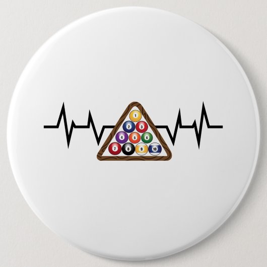 Badge Rond 15,2 Cm Billiard Ball Rack Hearbeat (Devant)