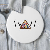 Badge Rond 15,2 Cm Billiard Ball Rack Hearbeat (En situation)