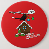 Badge Rond 15,2 Cm Bird House Joyeux Noël (Devant)