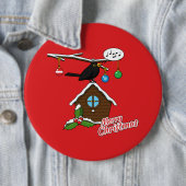 Badge Rond 15,2 Cm Bird House Joyeux Noël (En situation)