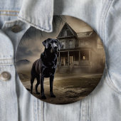 Badge Rond 15,2 Cm Black Labrador Halloween (En situation)