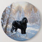 Badge Rond 15,2 Cm Black Russian Terrier Laisser neiger Noël (Devant)
