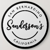 Badge Rond 15,2 Cm Black White City Ville Lieu Nom Endroit Cercle (Devant)