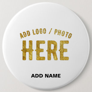 BADGE ROND 15,2 CM BLANC PERSONNALISABLE MODERNE DE MARQUE VÉRIFIÉ ST