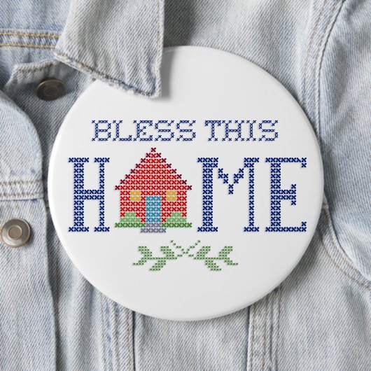 Badge Rond 15,2 Cm Bless this Home Button (En situation)