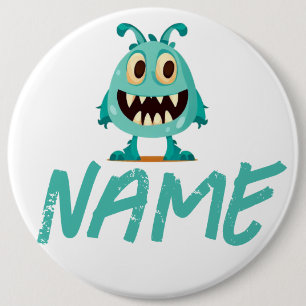 Badge Rond 15,2 Cm Bleu/monstre/enfant/halloween