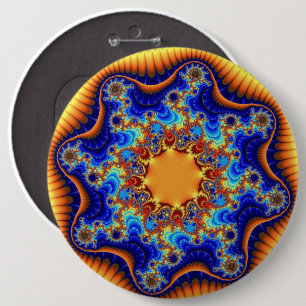 Badge Rond 15,2 Cm Bleu, Orange et Jaune Colorés