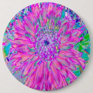 Badge Rond 15,2 Cm Bleu rose et violet cool Artsy Dahlia Bloom